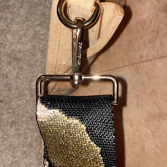 Ahdorned camel suede large crossbody purse with two straps - Picture 4 of 5